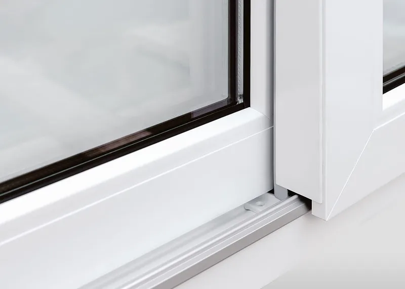 Lower rail of a UPVC lift&Slide door in white