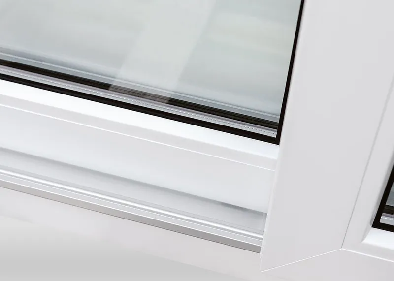 Lower rail of a UPVC lift&Slide door in white