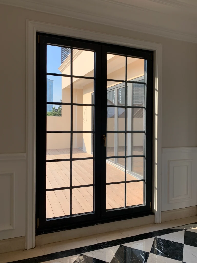 Interior view of Pakubuwono Residence with UPVC windows in Anthracite. With internal muntins