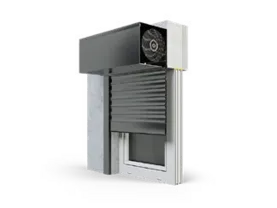 A cross-section of a white UPVC window frame showing multiple chambers, insulation layers, and double-glazed glass panes.