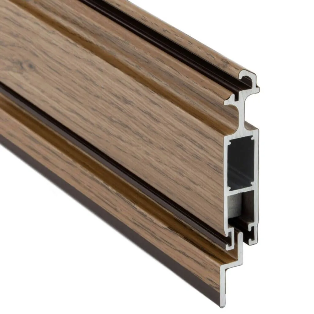 Insect screen rail detail in wood decor