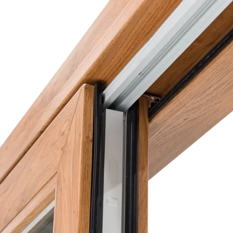 Upper rail detail - UPVC Lift&Slide door in wood decor (winchester)