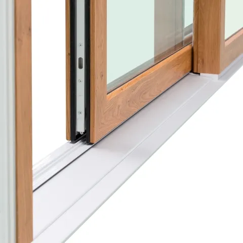 Lower rail detail - UPVC Lift&Slide door in wood decor (winchester)