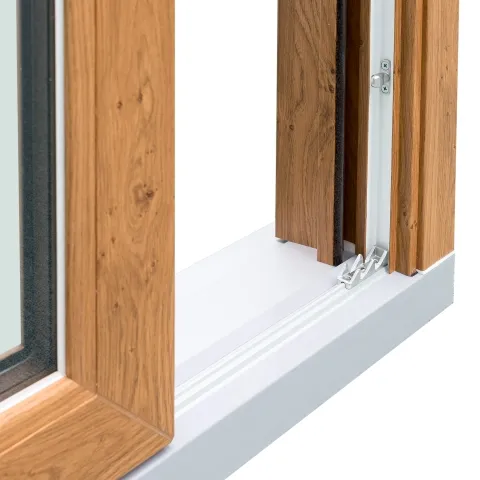 Lower rail detail - UPVC Lift&Slide door in wood decor (winchester)