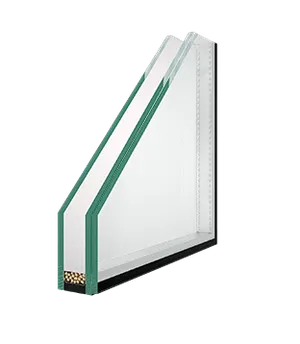 A pair of closed, UPVC double doors in wood decor with a vertical metal handle, set in a stone wall entrance. Smooth stones line the threshold and textured stone surrounds the doorway.