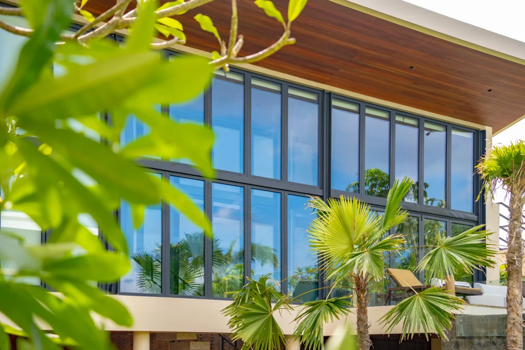 Night view of Guesthouse with pool in Bali, with Double Glazed Windows