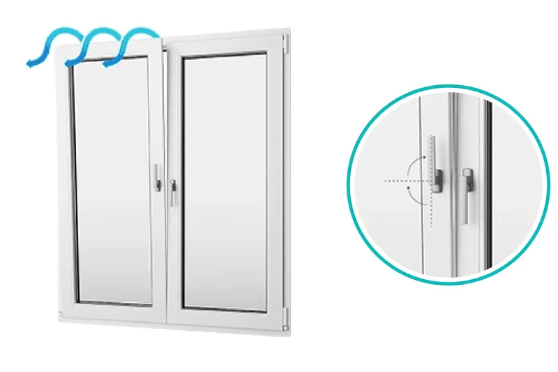 Tilt&Turn window - open (for cleaning and fresh air)